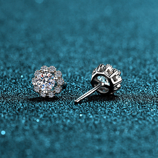 Moissanite Snowflake Stud Earrings