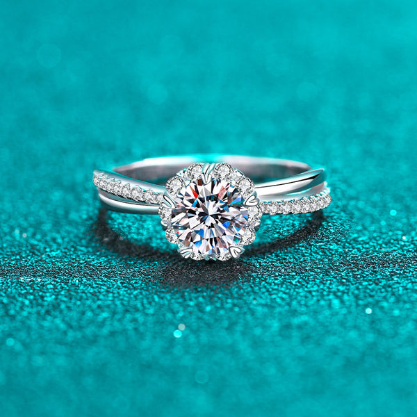 Round Moissanite Pave Engagement Ring