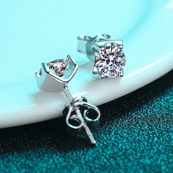 Four-Prong Moissanite Stud Earrings