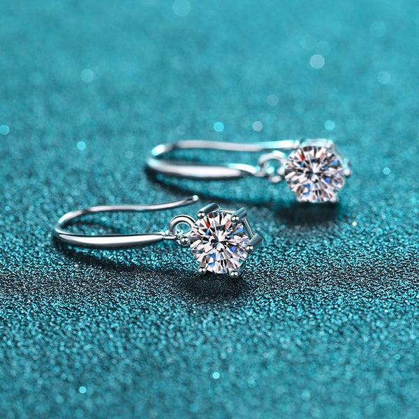 Moissanite Drop Hook Wedding Earrings