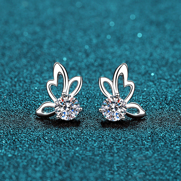 Moissanite Butterfly Stud Wedding Earrings