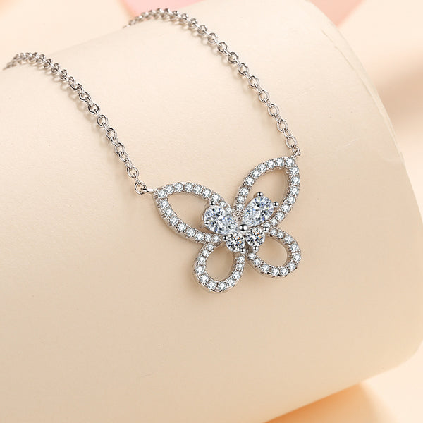 Moissanite Butterfly Wedding Necklace