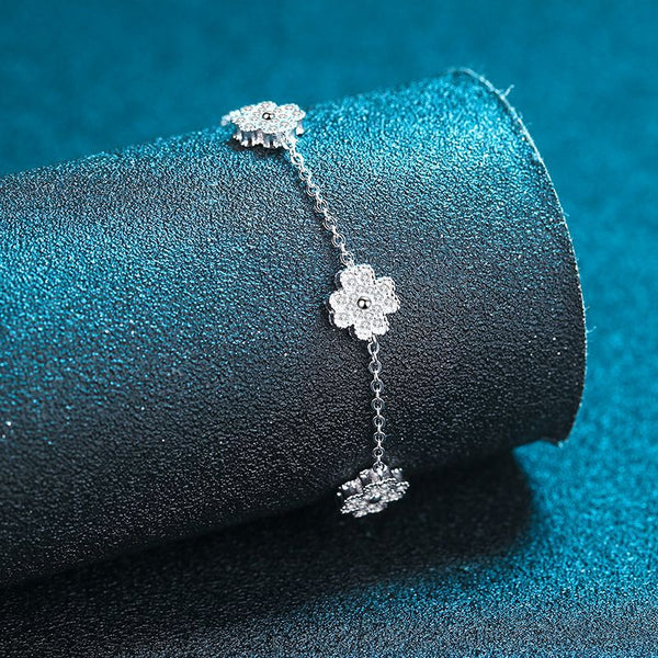 Moissanite Four Leaf Clover Wedding Bracelet