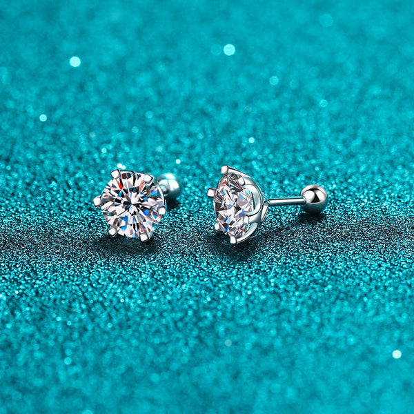 Six-Prong Moissanite Stud Earrings