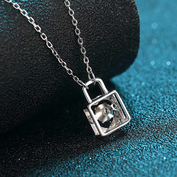 Moissanite Lock Dancing Stone Necklace