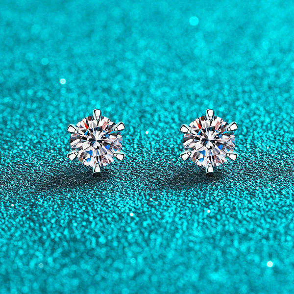 Six-Prong Moissanite Wedding Stud Earrings