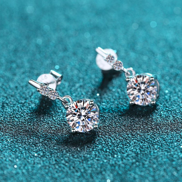 Moissanite Drop Stud Wedding Earrings