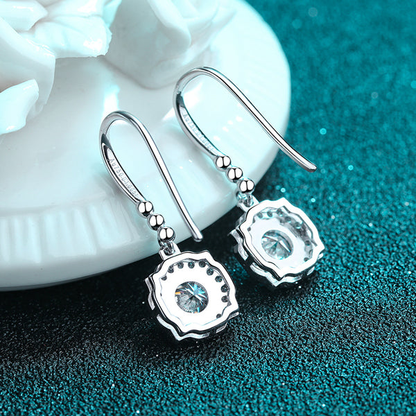 Moissanite Drop Hook Wedding Earrings