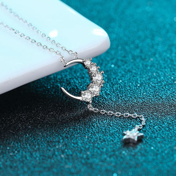 Moissanite Moon Star Wedding Necklace