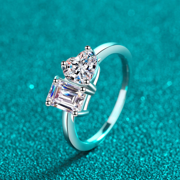 Moissanite Heart Square Engagement Ring