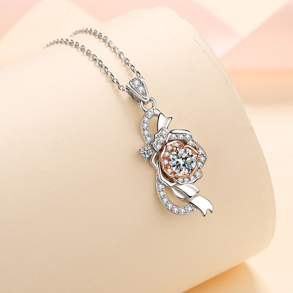 Moissanite Rose Flower Wedding Necklace