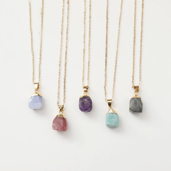 Natural Crystal Raw Stone Necklace