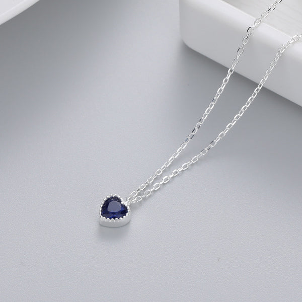 Color Gemstone Heart Pendant Necklace