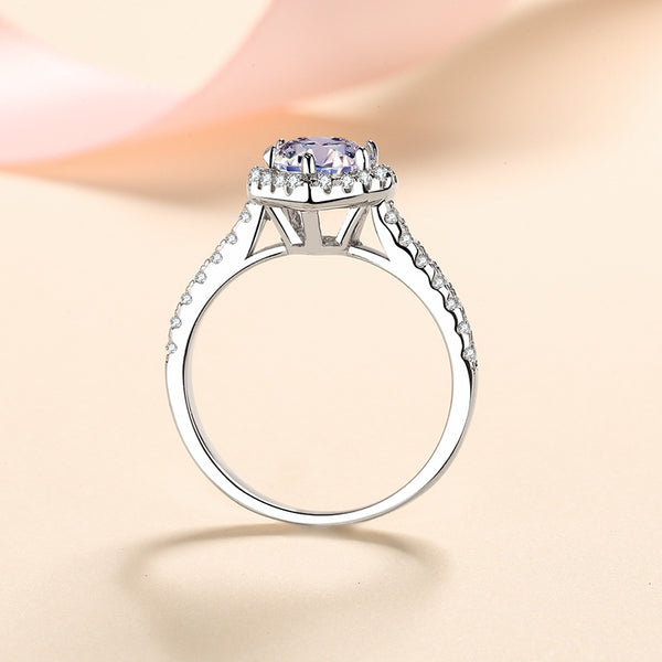 Heart Moissanite Halo Engagement Ring