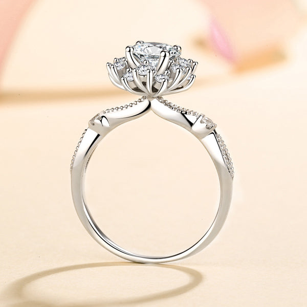 Moissanite Flower Engagement Ring