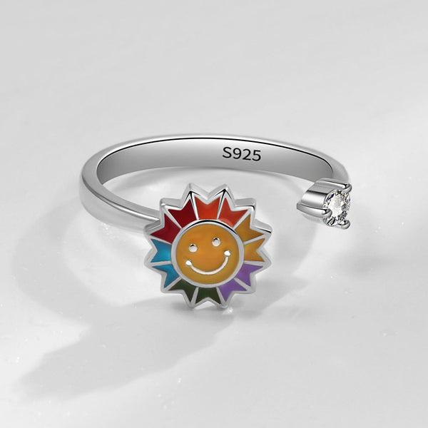 Smiley Sunflower Fidget Spinner Ring