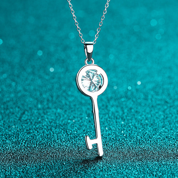 Moissanite Key Pendant Necklace