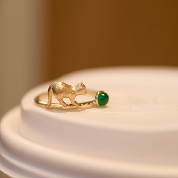 Cat Green Color Gemstone Stacking Ring