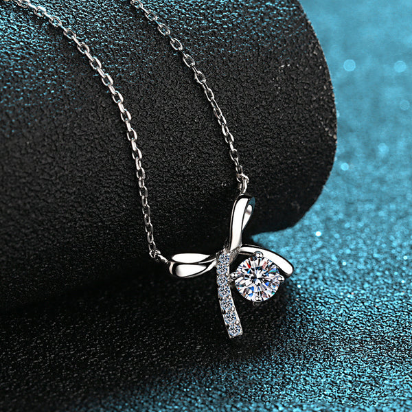 Moissanite Bow Tie Wedding Necklace