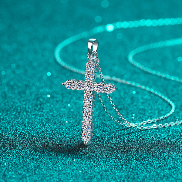 Moissanite Cross Pendant Necklace