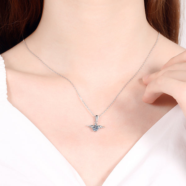 Angel Wing Moissanite Wedding Necklace