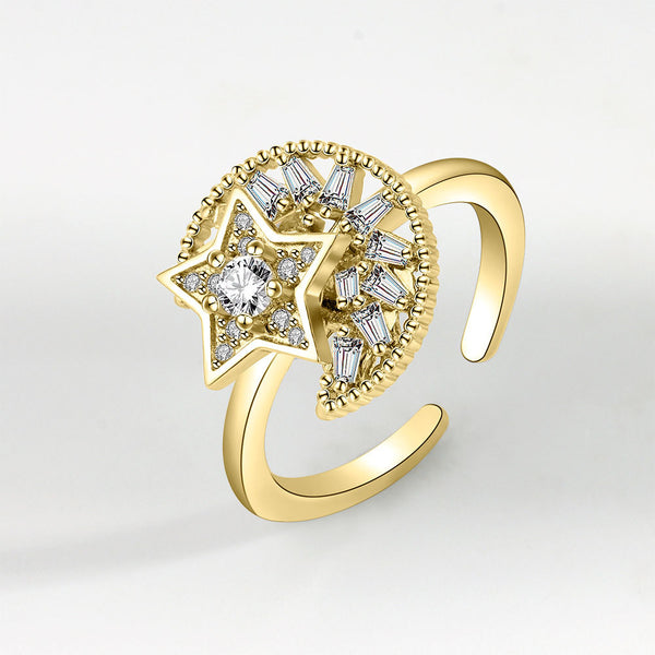 Moon Star Anxiety Fidget Spinner Ring