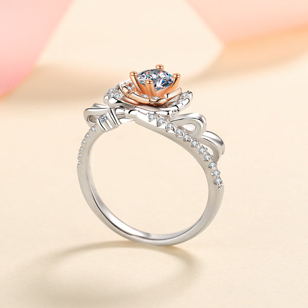 Moissanite Rose Flower Engagement Ring