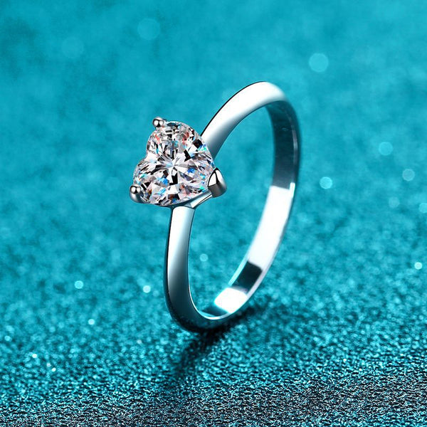 Heart Moissanite Solitaire Engagement Ring