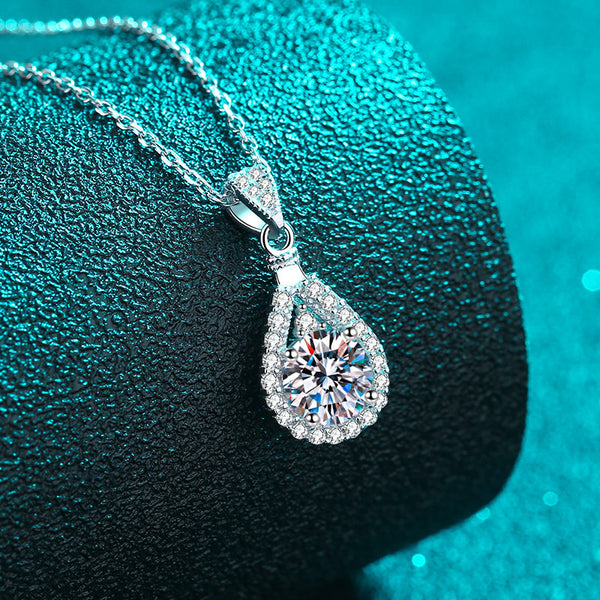 Moissanite Teardrop Wedding Necklace