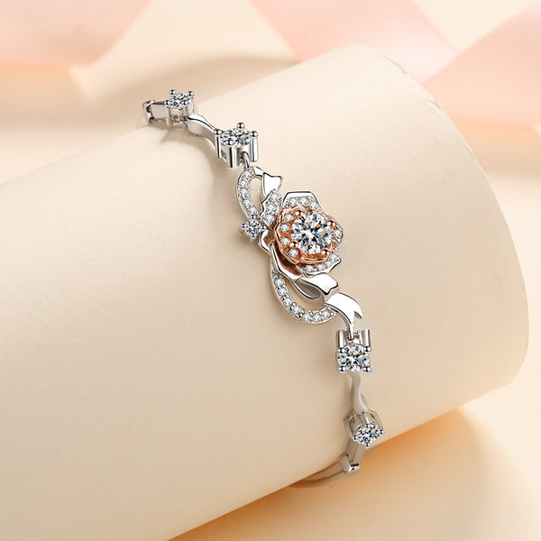 Moissanite Rose Flower Wedding Bracelet