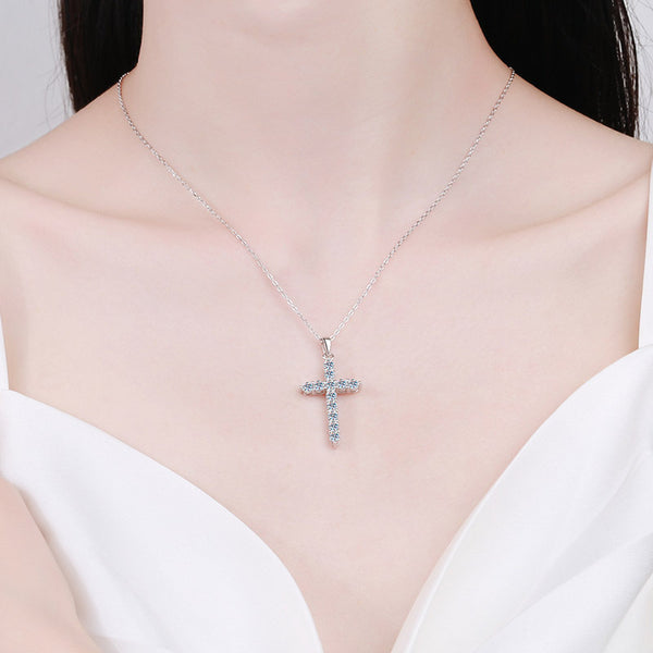 Moissanite Cross Pendant Necklace