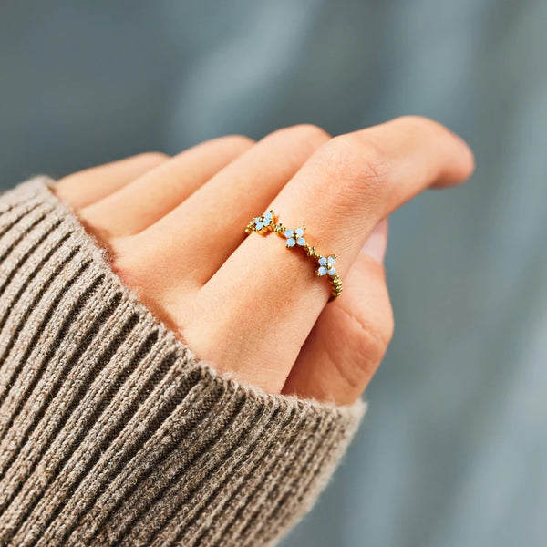 Gold Blue Flower Ring