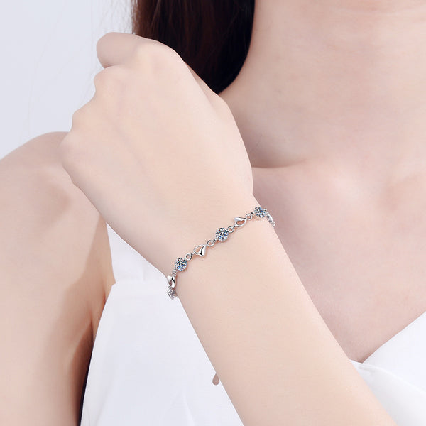 Moissanite Heart Wedding Chain Bracelet