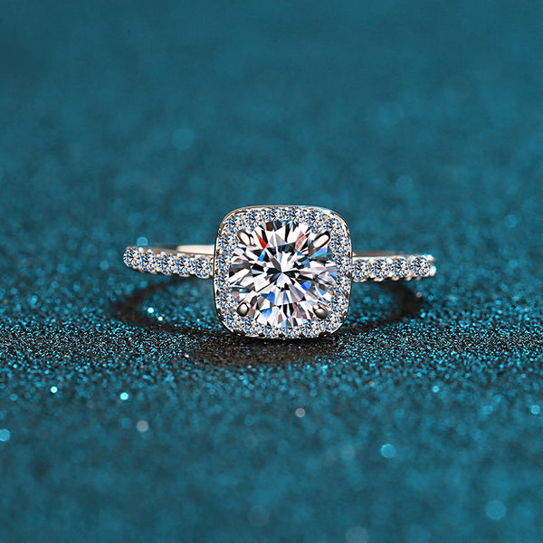 Moissanite Halo Engagement Ring