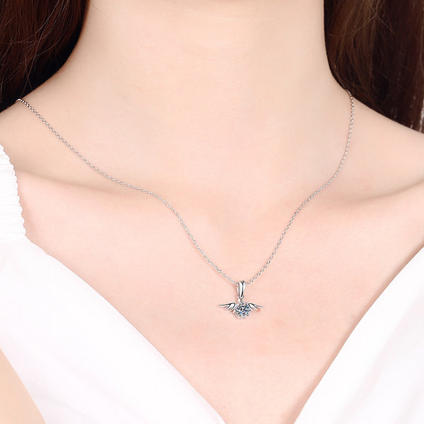 Angel Wing Moissanite Wedding Necklace