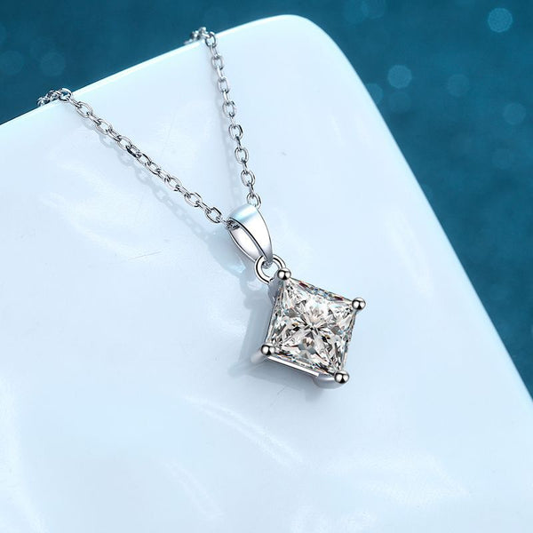 Moissanite Princess Cut Wedding Necklace