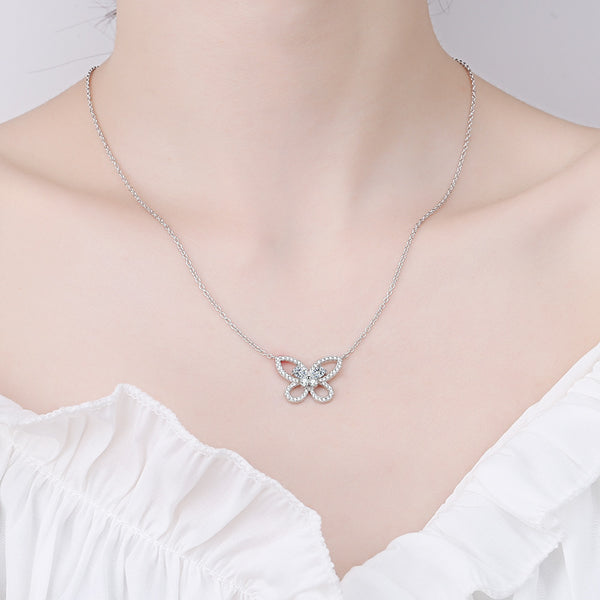 Moissanite Butterfly Wedding Necklace