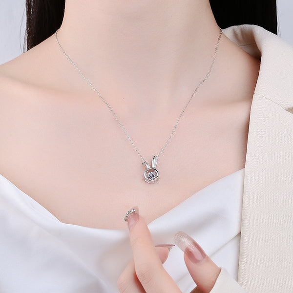 Bunny Rabbit Dancing Stone Charm Necklace