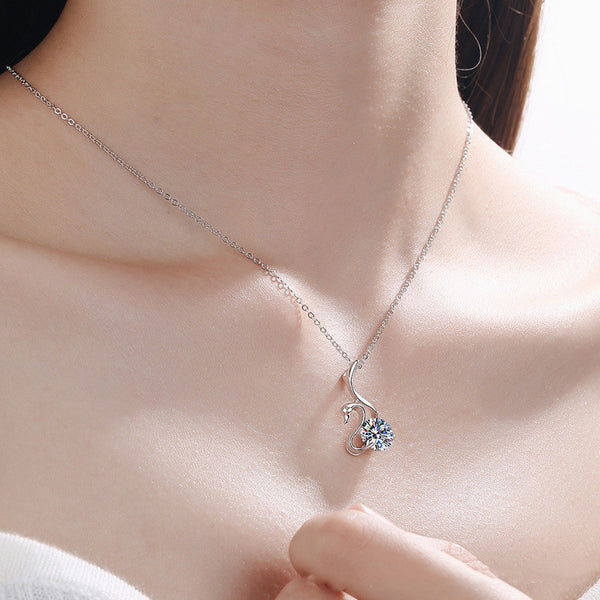 Moissanite Swan Wedding Necklace