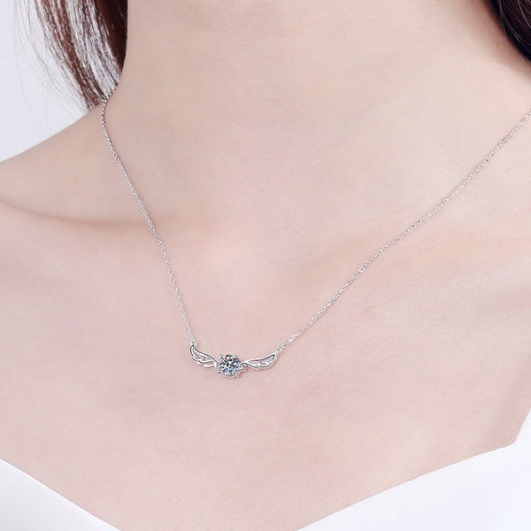 Angel Wing Moissanite Wedding Necklace