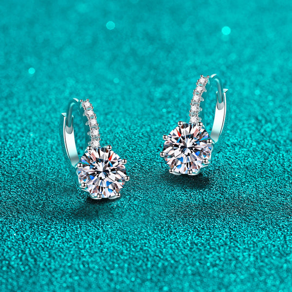 Moissanite Hoop Wedding Earrings