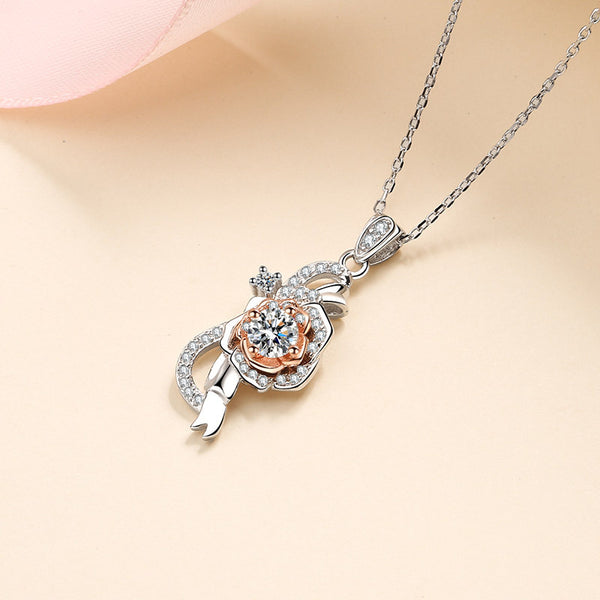 Moissanite Rose Flower Wedding Necklace