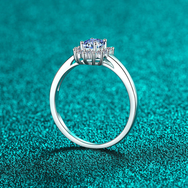 Royal Blue Moissanite Engagement Ring