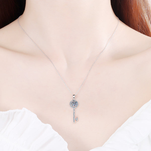 Moissanite Key Pendant Necklace