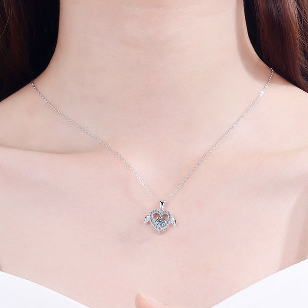 Moissanite Heart Dancing Stone Necklace