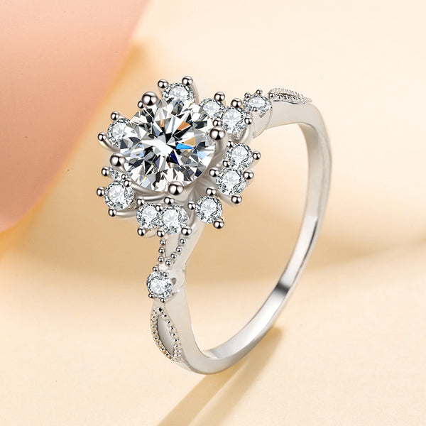 Moissanite Flower Engagement Ring