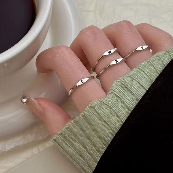 Sterling Silver Initial Letter Stackable Ring