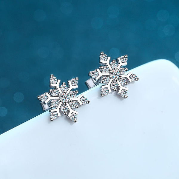 Moissanite Snowflake Wedding Stud Earrings