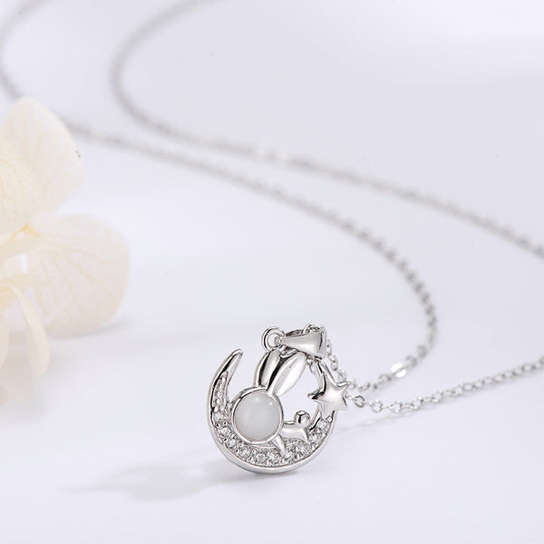 Moon Bunny Rabbit Necklace