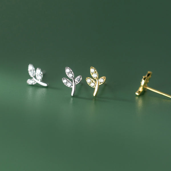 Tiny Leaf Wedding Stud Earrings